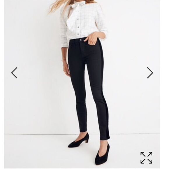 Madewell Velvet Tuxedo Stripe Hi-rise Skinny Black Jeans 27 - Picture 2 of 11